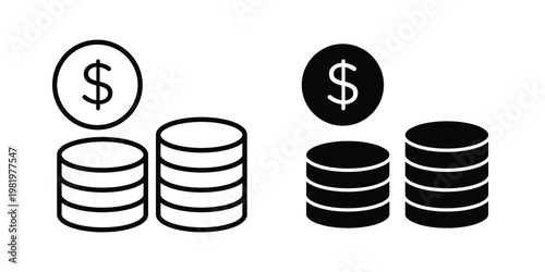 Income icon editable vector pack. Black flat and line symbols