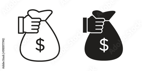 Investment icon editable vector pack. Black flat and line symbols