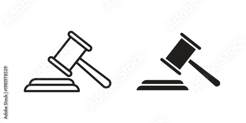 Law icon editable vector pack. Black flat and line symbols