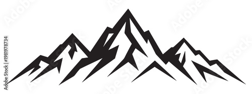 Majestic silhouette of rugged mountain peaks against a plain background