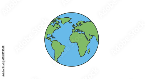 Illustrated earth globe concept on white background for global theme