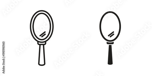 Mirror icon editable vector pack. Black flat and line symbols