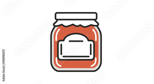 Jar of preserves illustration with label and lid isolated on white background