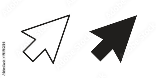 Mouse icon editable vector pack. Black flat and line symbols