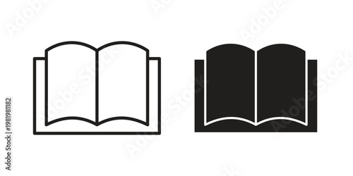 open book icon editable vector pack. Black flat and line symbols