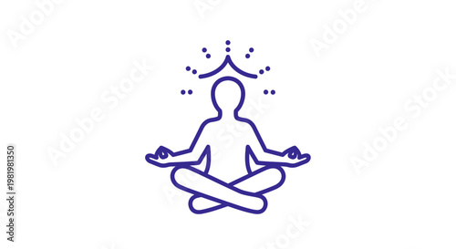 Meditating figure with crown outline concept of mindfulness and enlightenment