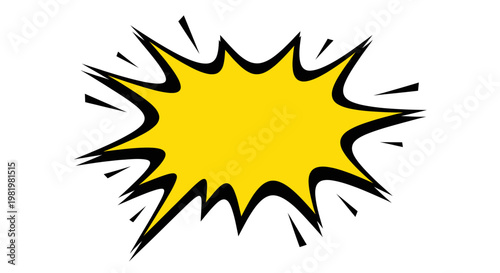 Bright Yellow Comic Book Speech Bubble Explosion Icon on White Background