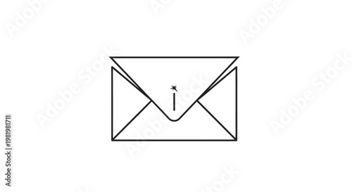 Minimalist envelope illustration with open flap and arrow for message delivery