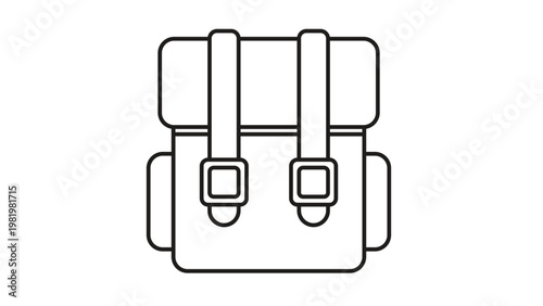 Foto Minimalist Black Line Art Backpack Vector Icon Illustration for Travel, School, and Hiking Applications, Featuring Straps and Buckles on a White Background, Scalable Graphic Symbol