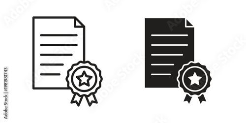 Patented icon editable vector pack. Black flat and line symbols