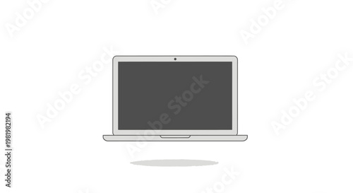 Minimalist laptop illustration on white background for digital concepts