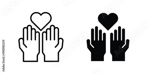 Philanthropy icon editable vector pack. Black flat and line symbols