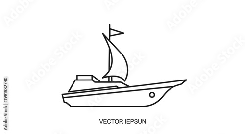 Minimalist vector illustration of a sailboat with a white background