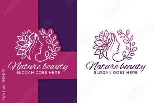 The logo represents a silhouette of a face surrounded by floral elements, conveying themes of beauty, nature, and wellness in harmony with the environment's gifts.