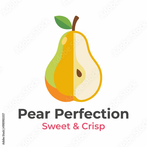 This logo features a stylized pear, beautifully divided to show its juicy interior, highlighting the sweetness and crispness of the fruit, perfect for any food brand.