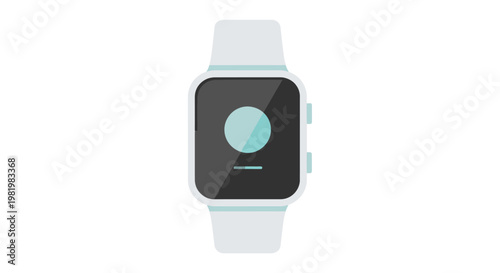 Modern smartwatch illustration displaying time and notifications on white background