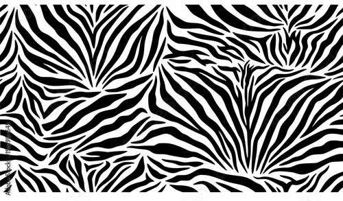 Zebra Seamless Pattern with Organic Black and White Stripes Abstract Animal Print Vector