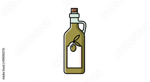 Olive oil bottle illustration isolated on white background for culinary usage