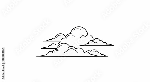 Stylized outline of layered, fluffy cumulus clouds against a white background