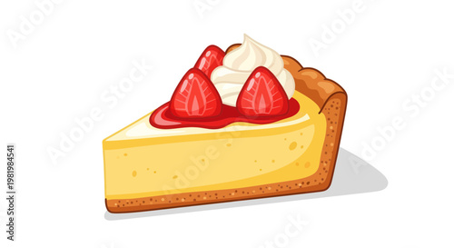 Delicious Strawberry Cheesecake Slice with Whipped Cream and Berry Coulis
