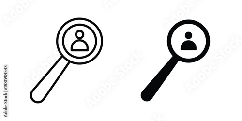 Recruitment icon editable vector pack. Black flat and line symbols