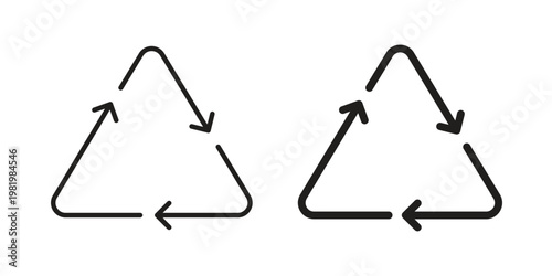 Recycle icon editable vector pack. Black flat and line symbols