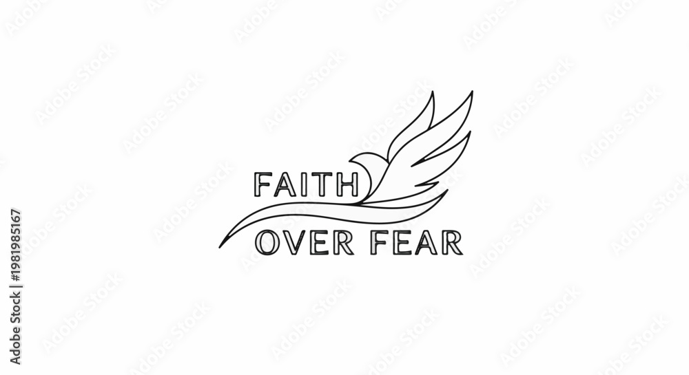 Fototapeta premium Stylized dove with flowing wings, text 