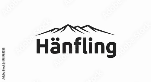 Stylized mountain range silhouette above bold text