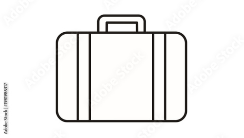Minimalist black line vector icon of a suitcase or briefcase, symbol for travel, business, and luggage, isolated on a white background, clean and scalable graphic illustration for web and print.