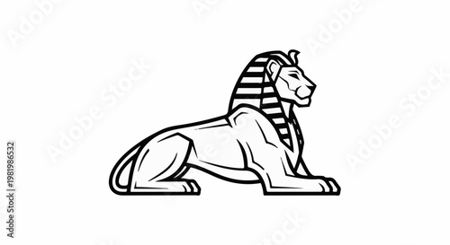 Stylized lion with Egyptian pharaoh headdress