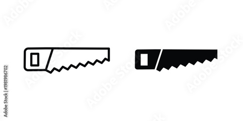 Saw icon editable vector pack. Black flat and line symbols