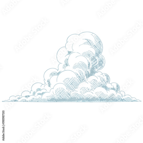 Minimalist Illustration of Cloud Formation Suitable for Digital and Print Media