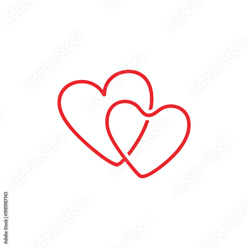 Minimalist Illustration of Two Interlocking Hearts for Love and Connection Themes