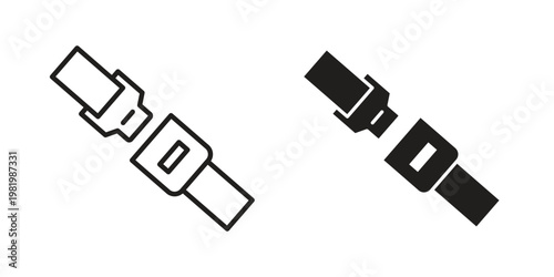 Seatbelt icon editable vector pack. Black flat and line symbols