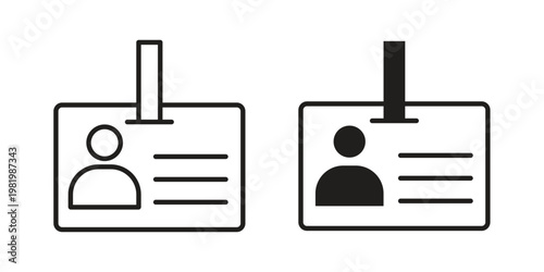 Security badge icon editable vector pack. Black flat and line symbols
