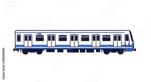 Clean vector illustration of a subway train car isolated on white background
