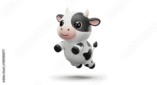 High quality cow 3D icon with white background