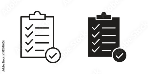 Survey icon editable vector pack. Black flat and line symbols