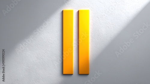 Minimalist yellow shapes against a textured wall with soft light casting shadows, ideal for modern design themes and creative concepts