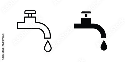 Tap icon editable vector pack. Black flat and line symbols