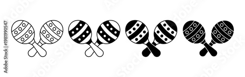 Mexican maracas musical instrument icon set for Cinco de Mayo party celebration and festive themes