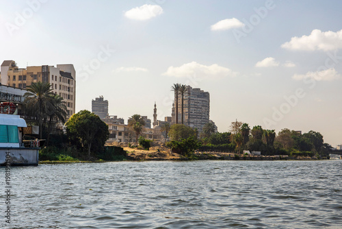 February 19, 2026, Cairo, Egypt, the Nile River at its fullest. The capital and largest city of Egypt. The largest city in the Middle East, seen from a pleasure boat.