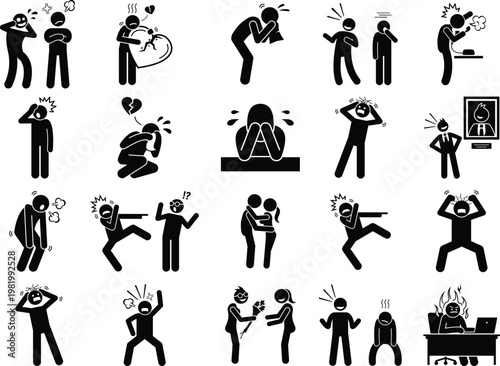 Containing people, friendship, social, diversity, village, relationships, support, breakup and community development icons. Solid vector icon collection