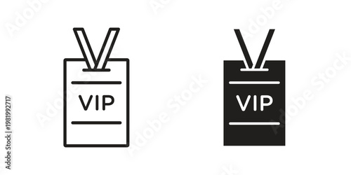 VIP pass icon editable vector pack. Black flat and line symbols