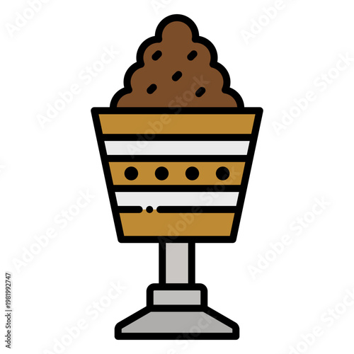 Chocolate Dessert Parfait Icon with Layers and Topping