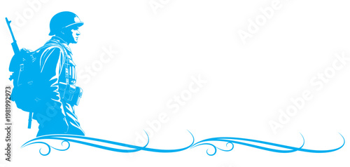 Vector illustration silhouette of an American soldier during D Day remembrance