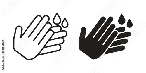 Wash hands icon editable vector pack. Black flat and line symbols