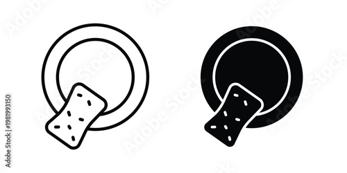 Washing dishes icon editable vector pack. Black flat and line symbols