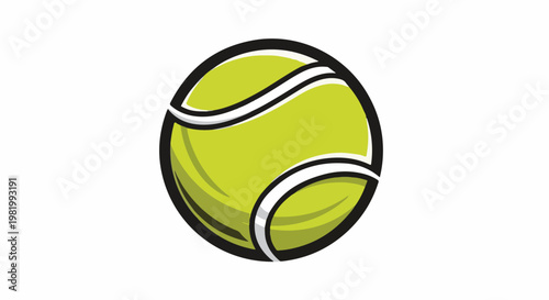 Stylized illustration of a bright green tennis ball with thick black outline