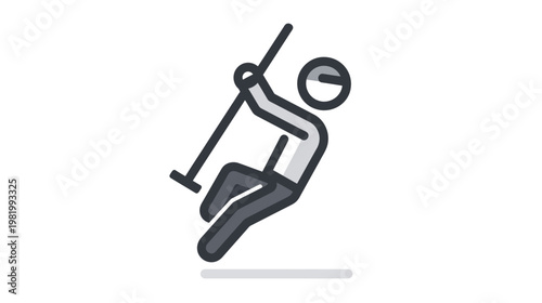 Iconic gray illustration of a pole vault athlete in mid-air during a jump, symbolizing sport, competition, and athletic achievement.